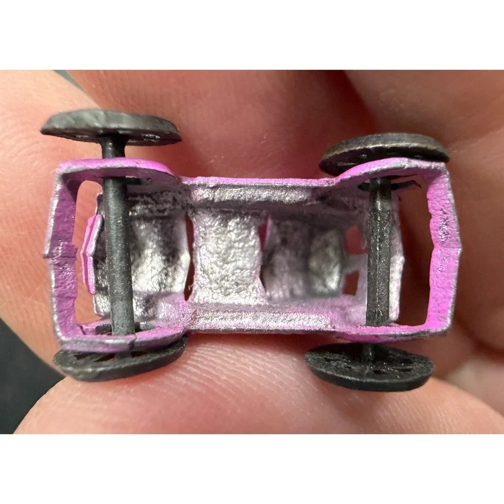 Miniature Cast Metal Toy Car Driver‎ JAPAN Marked Pink Penny Toy Dollhouse 1